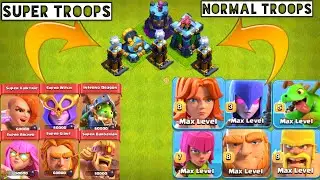 NEW  Super Troops VS Normal Troops On Coc||Epic Battle||Coc||Clash of clans||