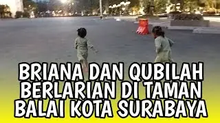 Briana dan Qubilah Berlarian di Taman Balai Kota Surabaya