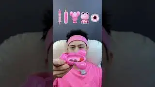 ASMR Syringe Candy Eating Sounds! 🤤💉 Pink Liquid Candy Mukbang