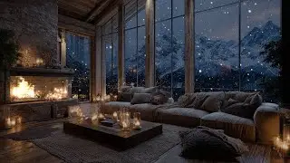 Warm Fireplace and Soft Snow Calm Winter Ambience for Deep Sleep and Study