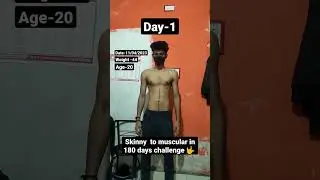 Day-1 skinny 🤢 to muscular in 180days #challenge#transformation #homeworkout #shorts #fitness#trend