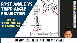 First Angle vs Third Angle Projection Difference I Mechanical Design Engineering Interview