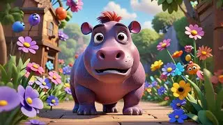 Four Hungry Hippos Sort Their Shapes | Fun Shape Sorting and Animal Song for Kids | Nursery Rhymes