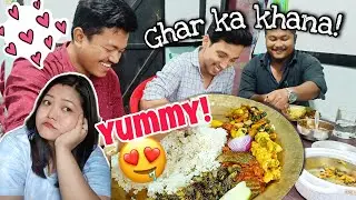 Romantic lunch turned into office party😂/ They had Ghar ka khana 🥰💕/Nepali Til chutney, bhaji etc.