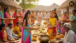 गाँव में खुशियों का उत्सव, राधा–कान्हा ने खिलाया भंडारा   || YMKN || Shree Krishan leela ||