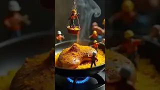 Mini Workers Cook Giant Chicken Steak
