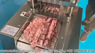 VERFOODSOLUTIONS 5x5cm Frozen Pork Ribs Frozen Meat Cutting Machine Test for Venezuela Customer