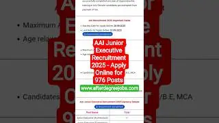 AAI Junior Executive Recruitment 2025 - Apply Online for 976 Posts