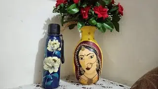 #diy paint on water idea🤗🤗#bottle art#old bottle reuse idea#bottle painting
