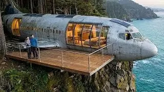 Couple Turns Abandoned Airplane Wreck Into a Modern Cliffside Home   Forest & Ocean ASMR Build 1