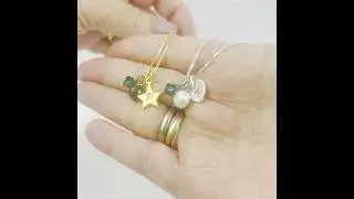May  birthstone charm necklaces in silver or gold vermeil #birthstonejewelry #personalisedgifts