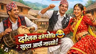 ढोलक बजेपछि 😂 | Nepali Dancing Song | AI Generated Folk Fun Song | @NepaliSongWorld