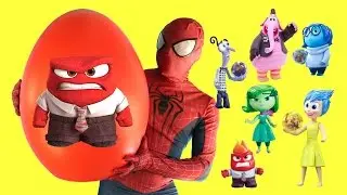 Inside Out GIANT SURPRISE EGG  ANGER Disney Pixar Sadness Joy Disgust Fear Spiderman