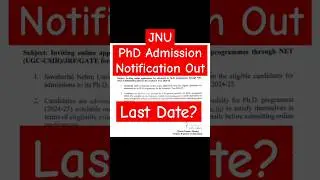 🤩JNU Phd Admission Notification out #shorts #jnu #jnuadmission #phdadmissions #latestphdform