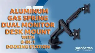 Aluminum Gas Spring Dual Monitor Desk Mount with 8-in-1 Docking Station
