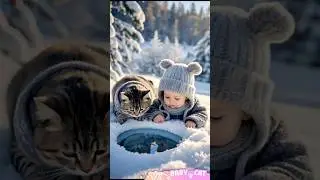 🐱❄️👶 The Cutest Winter Duo: A Cat & Baby's Snowy Adventure! 💖 #cute #cat #kitten