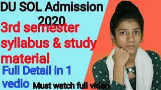 Du sol third semester syllabus 2020|Sol third semester study material |Du sol admission process 2020