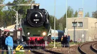 (HD) Reichsbahn Dampflok 18 201 - the fastest operational steam locomotive in the world in Löbau