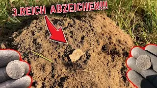 ABZEICHEN (WW2) und SILBERM&Uuml;NZEN bei der Schatzsuche mit Metalldetektor gefunden! (Sondeln)(2020)