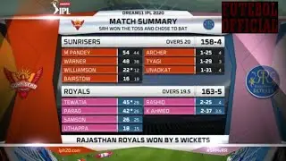 DREAM11 - IPL - 13 - 2020 - MATCH - 26 | SRH VS RR | EXTENDED HIGHLIGHTS | FHD - 1080P.