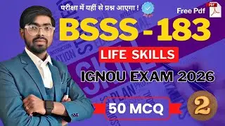 🔥 #2 | BSSS 183 | Life Skills | Bsss 183 Top 50 Most Important MCQ | IGNOU EXAM 2026 | The Prem Sir 