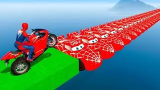 سبايدر مان اصعب دراجة نارية فوق اسماك القرش - Superheroes Ride on Motorcycle Stunt Funny Moments