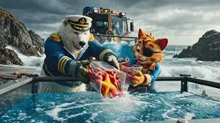 Polar Bear Barnacles, Cat Kwazii, Fish Dashi, Penguin Peso Rescue Starfish Swept Away by the Waves