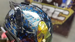 Karbon biru gak pake luntur di helm replika agv
