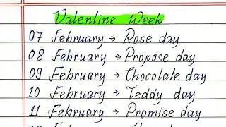 Valentine's Day Dates 2026|| Valentine Week List Dates Celebrate ||