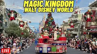 🔴Live Magic Kingdom Christmas week with rides, shows, parades Fireworks Walt Disney World 12/29/2025