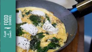 3 Minute Spinach & Goats Cheese Omelette, Low Carb
