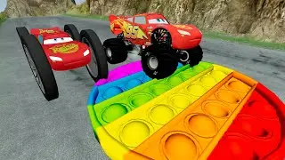 Big & Small Lightning Mcqueen vs  Balaz vs Big POPIT in  BeamNG.drive