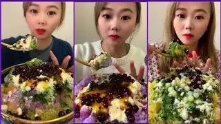 ASMR ICE EATING || MATCHA POWDER WITH BOBA BALL 🏀🌸🌵