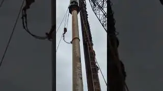Driven pile in progress