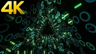 4K Abstract Green Blue Color Triangle Neon Lights Tunnel Relaxing Sci-fi Light TV Screensaver