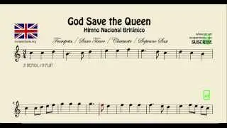 God Save the Queen Sheet Music for Trumpet Clarinet Tenor and Soprano Sax British National Anthem