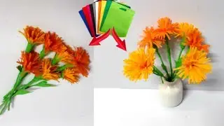 Flowers from Shopping carry bags at home|flower making craft idea|carry bags flower craft