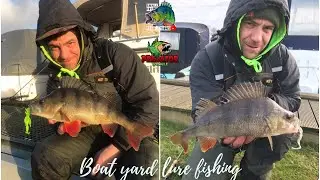 Boat yard perch fishing with lures
