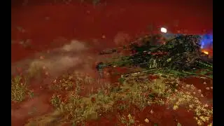 No Man's Sky -  taming a pixellated stripey Sentinel starship