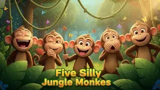 Five Silly Jungle Monkeys | Funny Nursery Rhyme for Kids | Jungle Animal Song | Poem Pack