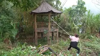 Repair the steel fence around the chicken coop, clean out the fish pond and add water
