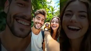 Monkey Photobombs Tourist Selfie! 📸🤣 #youtubeshorts #funnyshorts #funnyanimals #cgianimals