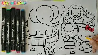 Hello kitty and friends in zoo, funny coloring 🤩#hellokitty #zoo #friendship #friends #colouring