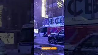 Snow storm in times Square new York🗽 #video #viral #beautiful #shorts