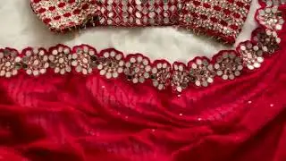 Heavy Faux Georgette Saree with Sequin Work, Mirror Lace Border & Embroidered Blouse