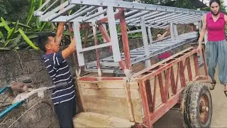 Genius girl. Making conveyor belts to transport chicken and duck cages for customers!