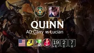 Quinn ADC vs Lucian - NA Challenger Patch 8.19