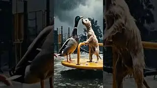Brave Duck Rescues Trapped Puppy in Flooded Playground Storm. #rescued #EmotionalStory #DuckRescue