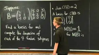 Computing the Four Fundamental Subspaces | MIT 18.06SC Linear Algebra, Fall 2011