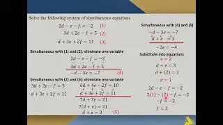 2F Methods Unit 3 and 4 Simultaneous linear equations with more than two variables